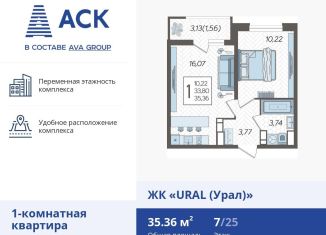 Продается 1-комнатная квартира, 35.4 м2, Краснодар, микрорайон КСК