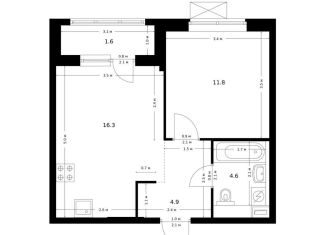 Продаю 1-ком. квартиру, 39.2 м2, Благовещенск, жилой комплекс Зея Парк, 1