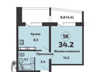 Продам 1-ком. квартиру, 34.2 м2, Новосибирск, улица Объединения, 4, метро Заельцовская