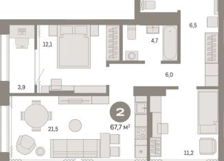 Продам 2-ком. квартиру, 67.7 м2, Тюмень