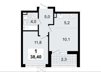 Продаю 2-ком. квартиру, 38.4 м2, Ленинградская область, микрорайон Южный, 3.2