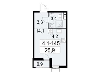 Продам квартиру студию, 25.9 м2, Москва, район Южное Бутово