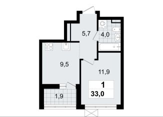 Продается однокомнатная квартира, 33 м2, Всеволожск, микрорайон Южный, 3.2