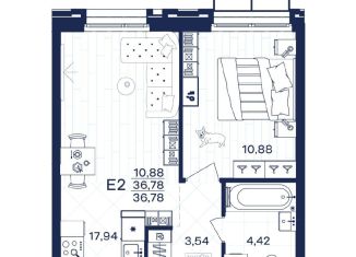 Продажа 1-комнатной квартиры, 36.8 м2, Тульская область