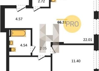 Продается 2-ком. квартира, 62.5 м2, Новосибирск, Ленинский район, Пермская улица, 12к2