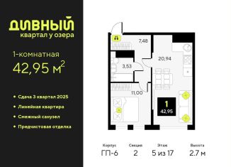 Продаю 1-комнатную квартиру, 43 м2, Тюмень, Центральный округ