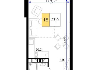 Продаю однокомнатную квартиру, 27 м2, Анапа