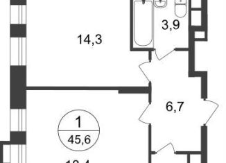 Продаю 1-комнатную квартиру, 45.6 м2, Московский, 7-я фаза, к2