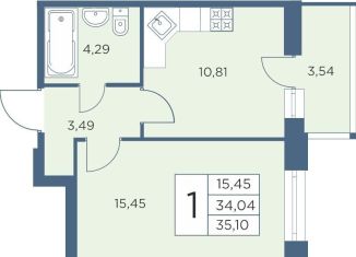 1-комнатная квартира на продажу, 34.8 м2, Санкт-Петербург, Большой Сампсониевский проспект, 70к2