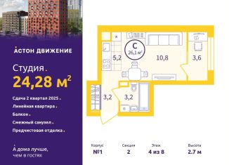 Продаю квартиру студию, 24.3 м2, Екатеринбург, Железнодорожный район, Проходной переулок, 1А