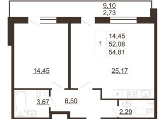 Продаю 1-комнатную квартиру, 54.8 м2, Ленинградская область, улица Хохлова, 16