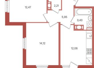 Продам 2-ком. квартиру, 52.2 м2, Ленинградская область