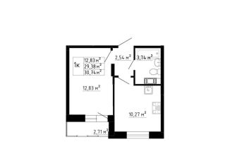 Продам 1-ком. квартиру, 28.7 м2, Ленинградская область, Рождественская улица, 2