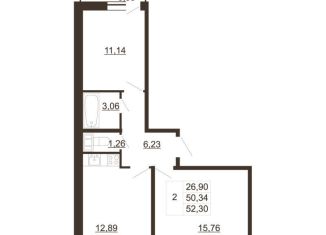 Продаю двухкомнатную квартиру, 52.3 м2, Ленинградская область, улица Хохлова, 16