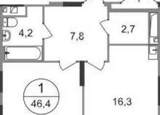 Продается 1-ком. квартира, 46.4 м2, Московский, ЖК Первый Московский