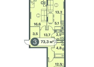 Продажа 3-ком. квартиры, 73.3 м2, Красноярский край