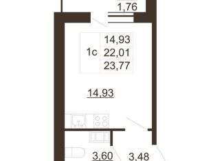 Продам квартиру студию, 23.8 м2, Гатчина, улица Хохлова, 16