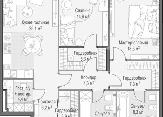 Продается 2-ком. квартира, 105.4 м2, Москва, Пресненский район