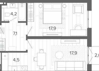 Продажа двухкомнатной квартиры, 52.2 м2, Алтайский край, Змеиногорский тракт, 35Бк2