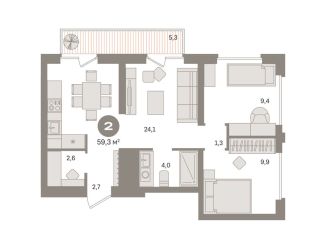 Продается 2-комнатная квартира, 59.5 м2, Москва, ЮВАО