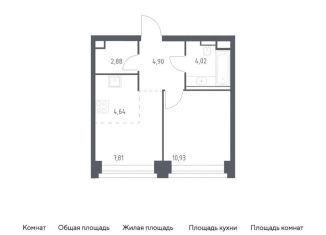 Продается однокомнатная квартира, 35.2 м2, Москва, жилой комплекс Нова, к2