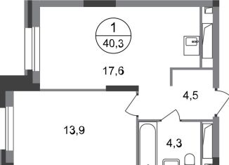 Продается 1-комнатная квартира, 40.3 м2, Московский, ЖК Первый Московский