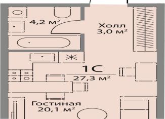 Продам квартиру студию, 27.3 м2, Москва, ЗАО, улица Лобачевского, 124к3А