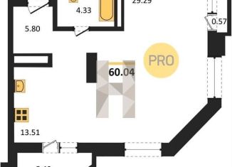 1-комнатная квартира на продажу, 60 м2, Новосибирск, метро Гагаринская, улица Дуси Ковальчук, 248/1