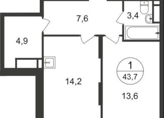 Продажа 1-ком. квартиры, 43.7 м2, Московский, ЖК Первый Московский, 7-я фаза, к1