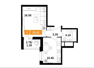 Продам 1-комнатную квартиру, 35.8 м2, Московская область