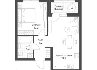 Продам однокомнатную квартиру, 41.9 м2, Екатеринбург, метро Ботаническая