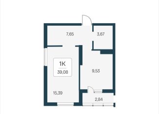 Однокомнатная квартира на продажу, 39.1 м2, Новосибирская область