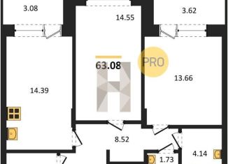 Продается 2-комнатная квартира, 63.1 м2, Воронеж, Коминтерновский район