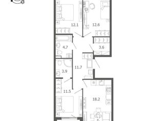 Продажа 3-комнатной квартиры, 80 м2, посёлок Шушары