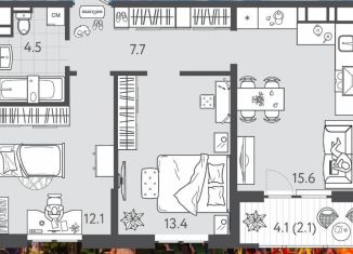 Продается двухкомнатная квартира, 55.9 м2, Краснодарский край, Колхозная улица, 5к8