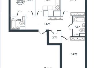 Продается 3-ком. квартира, 85.5 м2, Тверь, улица Левитана, 70Б