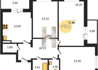 Продажа трехкомнатной квартиры, 79 м2, Воронеж, улица Славы, 7