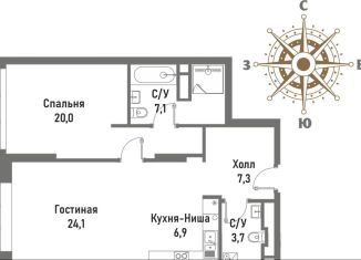 2-ком. квартира на продажу, 69.1 м2, Москва, ВАО, Рубцовско-Дворцовая улица, 4