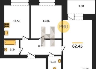 Продам 2-ком. квартиру, 62.4 м2, Воронеж, улица Курчатова, 26Б