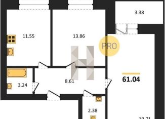 Продается двухкомнатная квартира, 61 м2, Воронеж, улица Курчатова, 26Б, Советский район