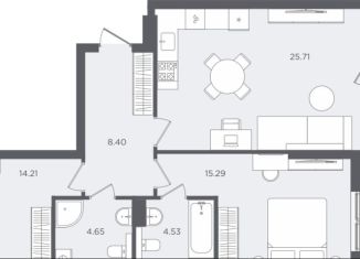 Продается двухкомнатная квартира, 77.8 м2, Калининградская область, улица Нахимова