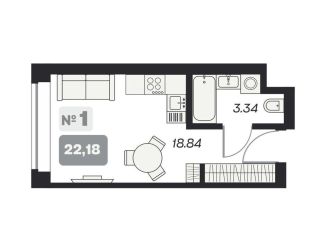 Продаю квартиру студию, 22.2 м2, Новосибирск, метро Площадь Маркса, площадь Карла Маркса