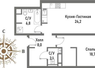 Продам двухкомнатную квартиру, 59.8 м2, Москва, Рубцовско-Дворцовая улица, 4, район Сокольники