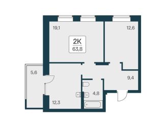 Продается двухкомнатная квартира, 63.8 м2, Новосибирск, Заельцовский район