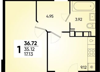 Продажа 1-комнатной квартиры, 36.7 м2, Краснодар