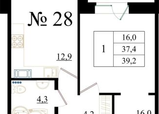 Продаю 1-ком. квартиру, 39.2 м2, Ленинградская область