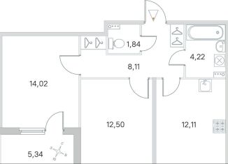 Продажа 2-ком. квартиры, 55.5 м2, Санкт-Петербург