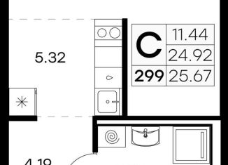 Продается квартира студия, 25.7 м2, городской посёлок Новоселье