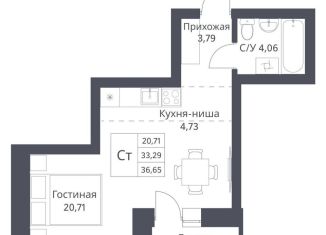 Продается квартира студия, 33.3 м2, Новосибирск