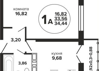 Продам однокомнатную квартиру, 34.4 м2, Краснодар, Российская улица, 257/7лит1